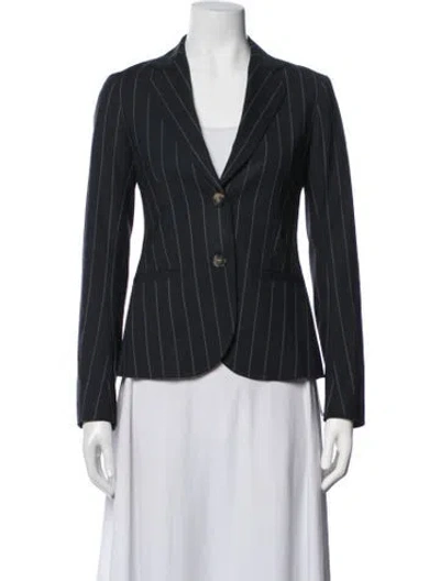 Pre-owned Theory Wool Striped Blazer In Black