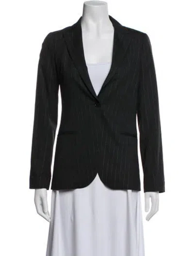 Pre-owned Theory Wool Striped Blazer In Black/blue