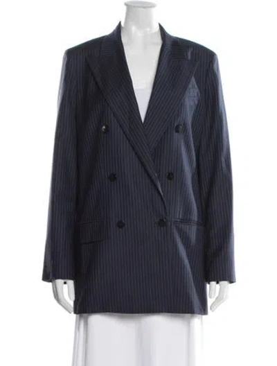 Pre-owned Theory Wool Striped Blazer In Blue