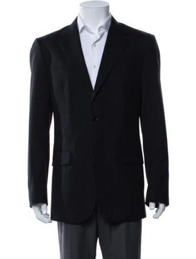 Pre-owned Theory Wool Striped Blazer In Blue
