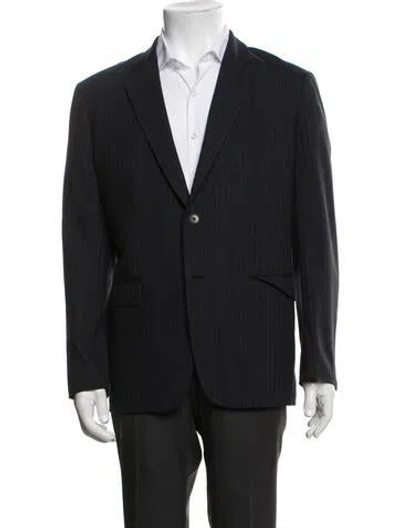 Pre-owned Theory Wool Striped Blazer In Blue