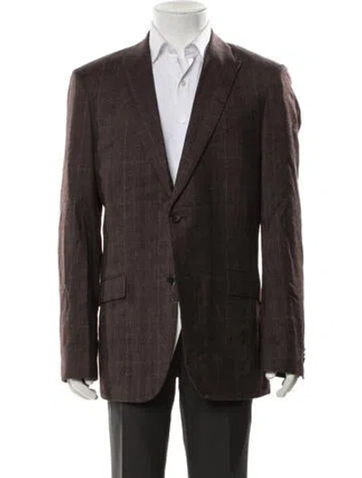 Pre-owned Theory Wool Striped Blazer In Brown