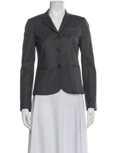 Pre-owned Theory Wool Striped Blazer In Gray