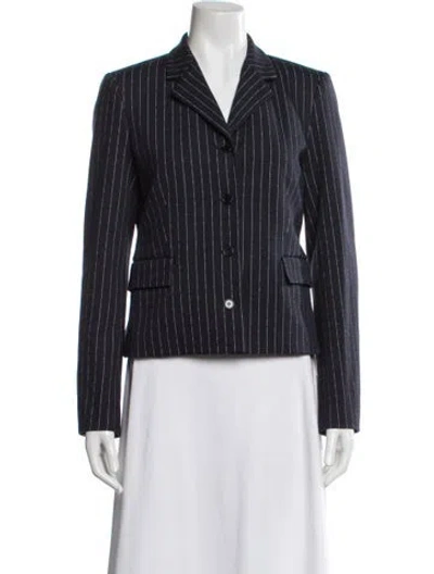 Pre-owned Theory Wool Striped Blazer In Gray