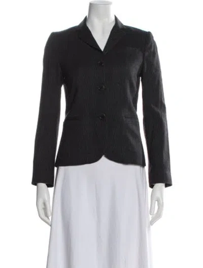 Pre-owned Theory Wool Striped Blazer In Gray