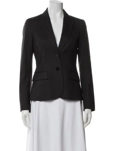 Pre-owned Theory Wool Striped Blazer In Gray