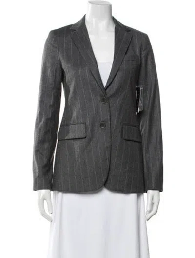 Pre-owned Theory Wool Striped Blazer In Grey