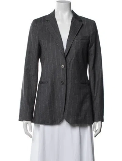 Pre-owned Theory Wool Striped Blazer In Grey
