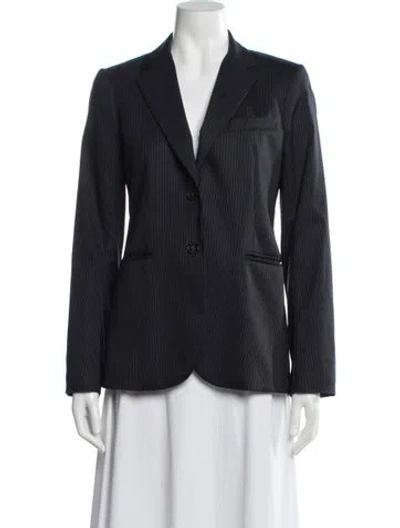 Pre-owned Theory Wool Striped Blazer In Grey