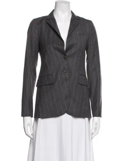 Pre-owned Theory Wool Striped Blazer In Grey
