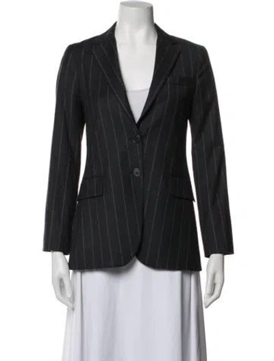 Pre-owned Theory Wool Striped Blazer In Grey