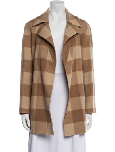 Pre-owned Theory Wool Striped Coat In Brown