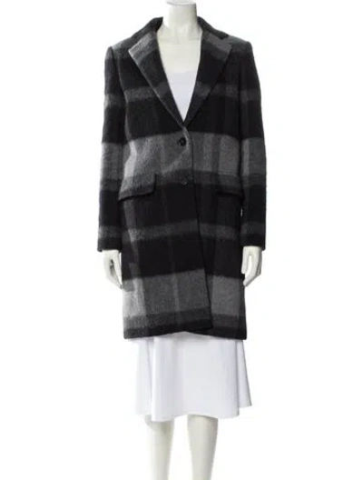 Pre-owned Theory Wool Striped Coat In Gray
