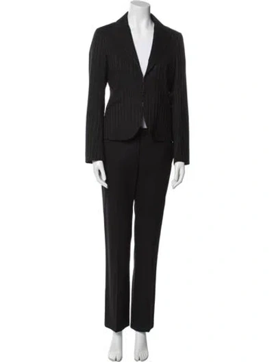 Pre-owned Theory Wool Striped Pantsuit In Black