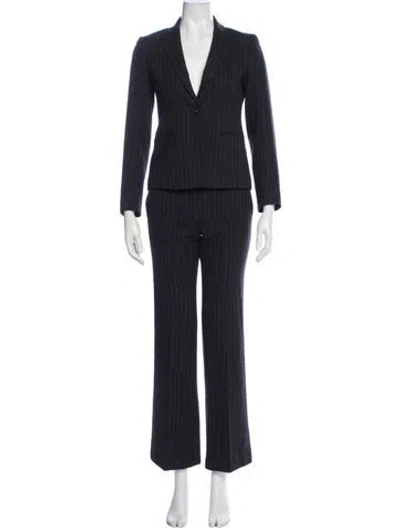 Pre-owned Theory Wool Striped Pantsuit In Blue