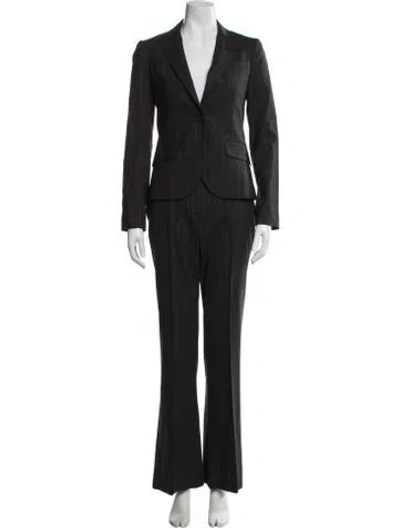 Pre-owned Theory Wool Striped Pantsuit In Gray