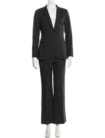 Pre-owned Theory Wool Striped Pantsuit In Gray