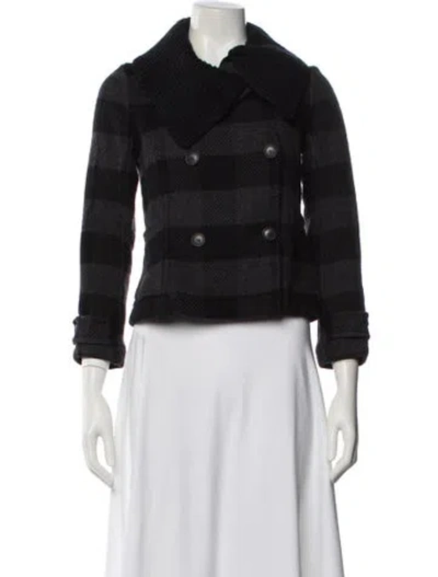 Pre-owned Theory Wool Striped Sweater In Black