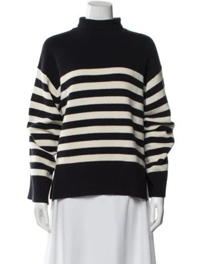 Pre-owned Theory Wool Striped Sweater In Black