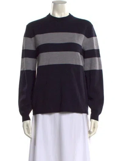 Pre-owned Theory Wool Striped Sweater In Black