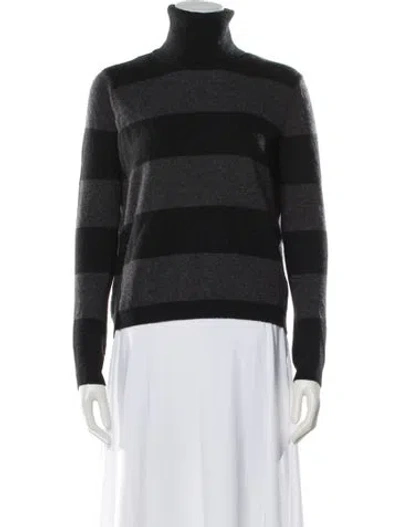 Pre-owned Theory Wool Striped Sweater In Black