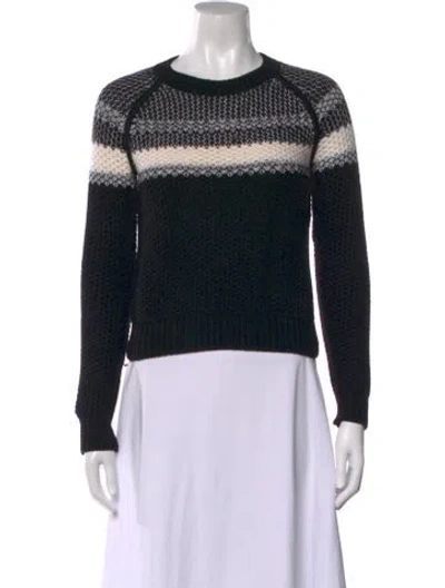 Pre-owned Theory Wool Striped Sweater In Black