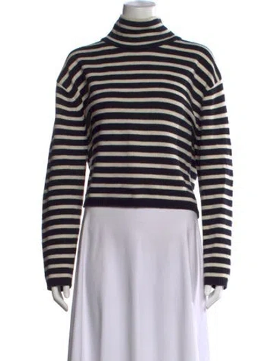Pre-owned Theory Wool Striped Sweater In Black