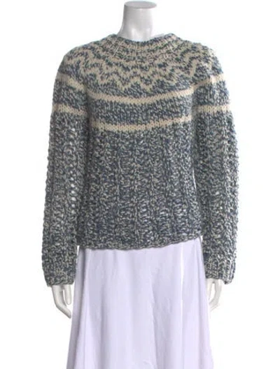 Pre-owned Theory Wool Striped Sweater In Blue