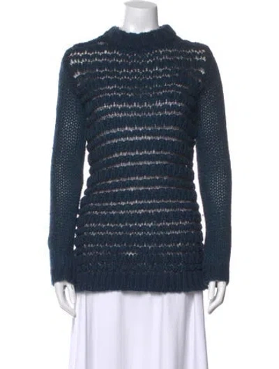 Pre-owned Theory Wool Striped Sweater In Blue