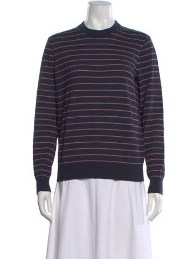 Pre-owned Theory Wool Striped Sweater In Blue