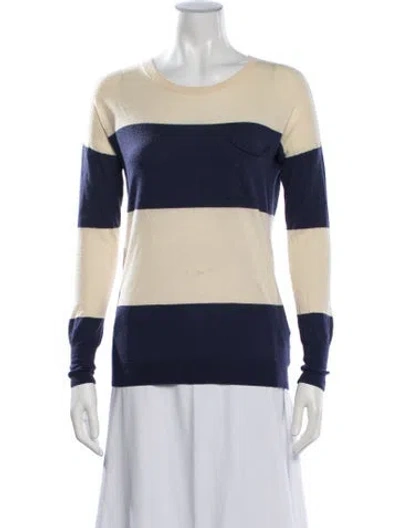 Pre-owned Theory Wool Striped Sweater In Blue/white