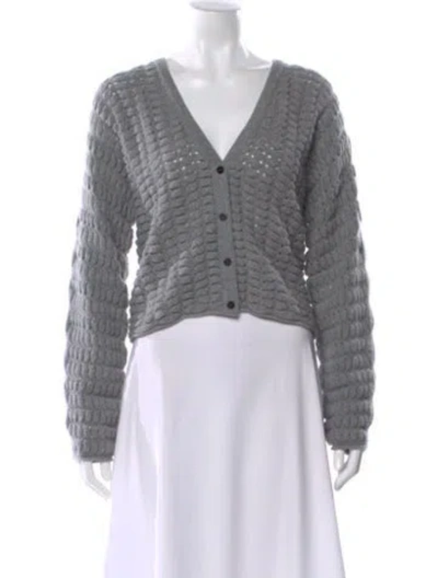 Pre-owned Theory Wool Striped Sweater In Gray