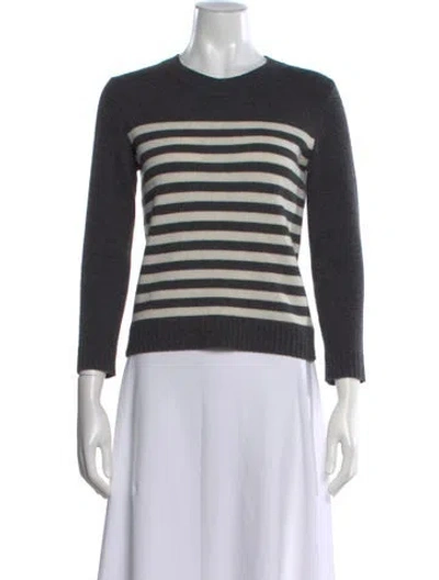 Pre-owned Theory Wool Striped Sweater In Gray
