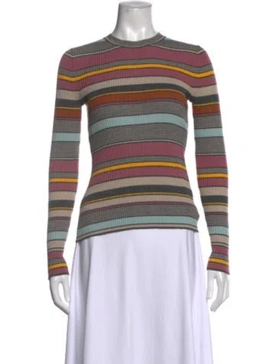 Pre-owned Theory Wool Striped Sweater In Grey