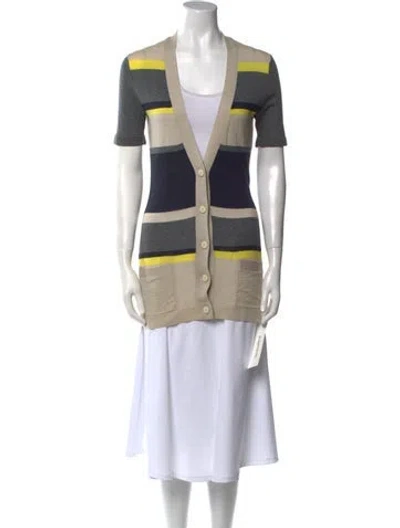 Pre-owned Theory Wool Striped Sweater In Neutral