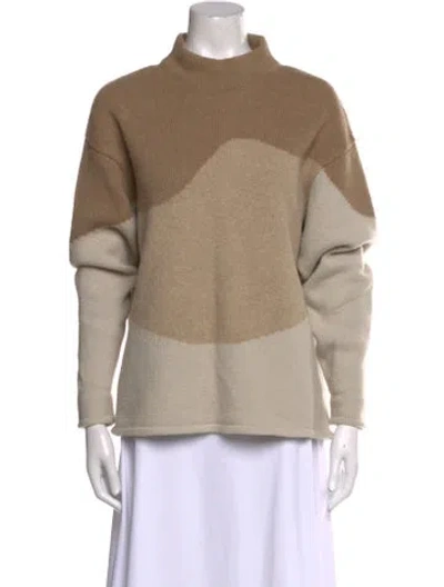Pre-owned Theory Wool Striped Sweater In Neutral