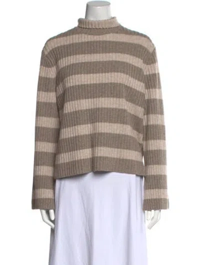 Pre-owned Theory Wool Striped Sweater In Neutral