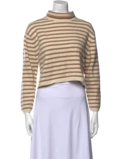 Pre-owned Theory Wool Striped Sweater In Neutral