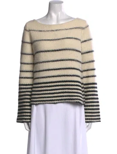 Pre-owned Theory Wool Striped Sweater In Neutral