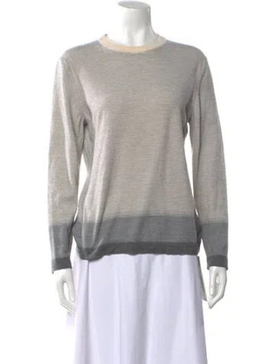 Pre-owned Theory Wool Striped Sweater In Neutral