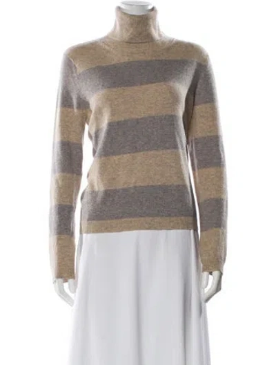 Pre-owned Theory Wool Striped Sweater In Neutral