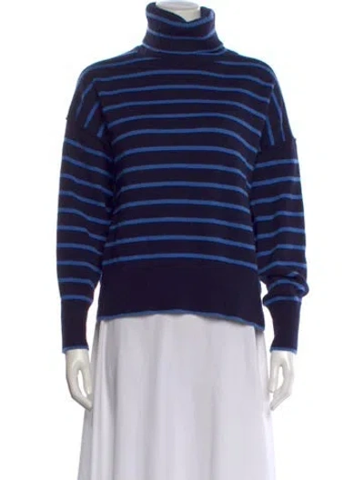 Pre-owned Theory Wool Striped Sweater In Purple
