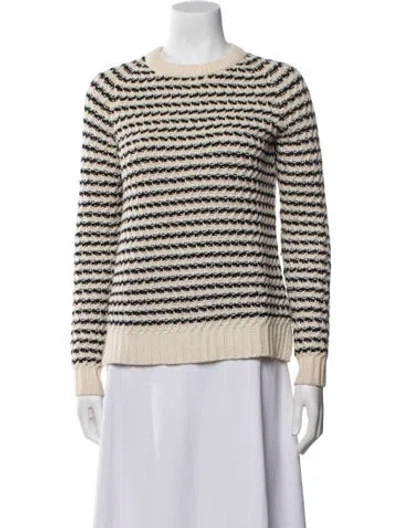 Pre-owned Theory Wool Striped Sweater In White