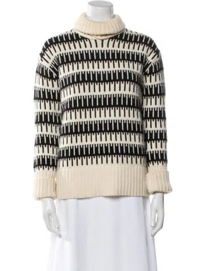 Pre-owned Theory Wool Striped Sweater In White
