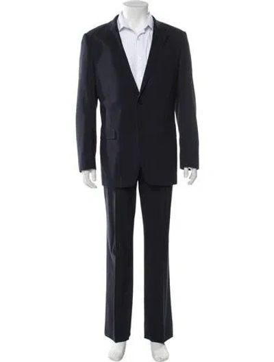 Pre-owned Theory Wool Striped Two-piece Suit In Blue