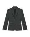 Theory Wool Tailored Two Button Jacket In New Charcoal Melange