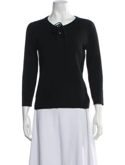 Pre-owned Theory Wool Tie Neck Sweater In Black
