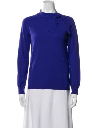 Pre-owned Theory Wool Tie Neck Sweater In Blue