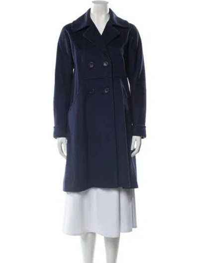 Pre-owned Theory Wool Trench Coat In Blue