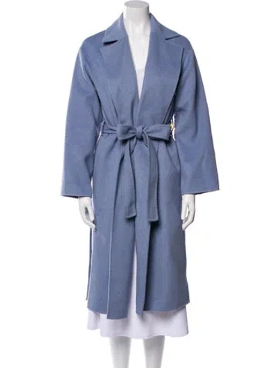 Pre-owned Theory Wool Trench Coat In Blue